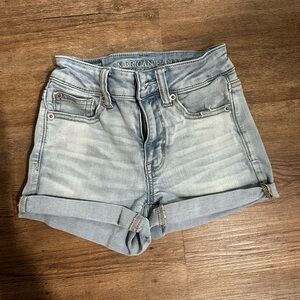 American Eagle High Rise Light Wash Jean Shorts